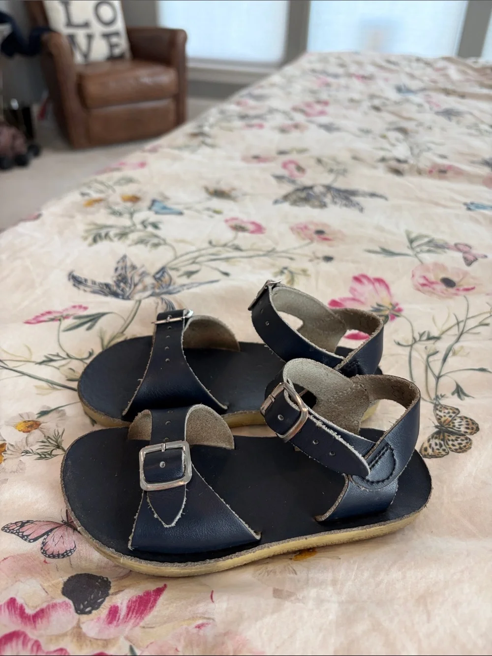 FootMates Navy-Black Double-Buckle Kids Sandals
